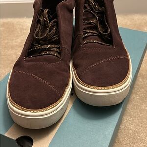 Toms Women’s Suede Sneakers in Dark Brown with White Sole
